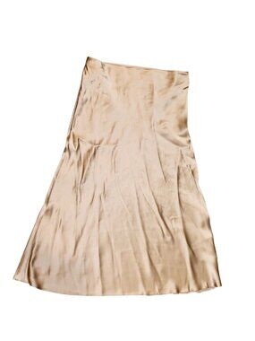 Quince Washable Mulberry Silk Midi Skirt In Tan, Small NWT